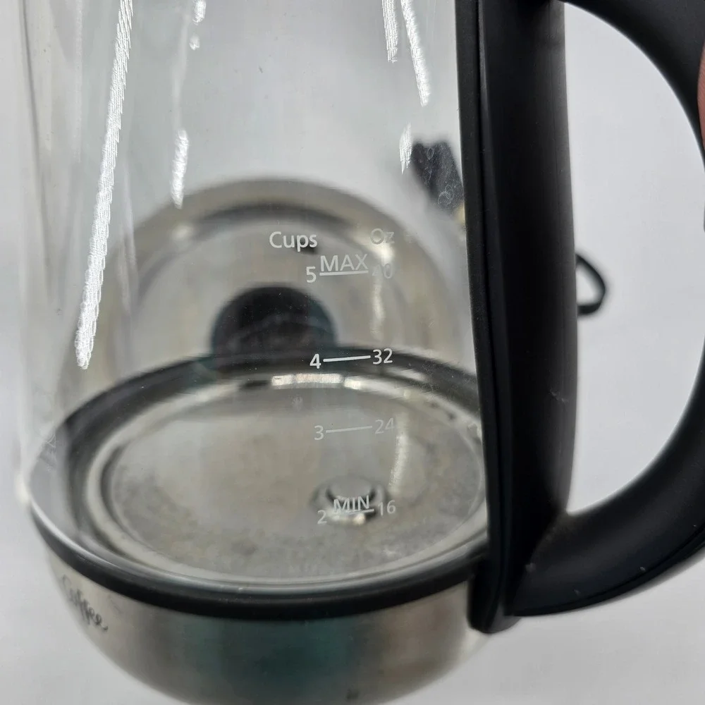 Mr. Coffee Electric Tea Kettle Schott Duran Glass Silver 1.2L 5 Cup